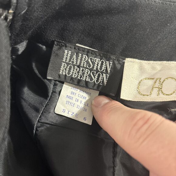 Vintage Cache Hairston Roberson Black Pencil Skirt Stretchy Strait Size 6 Work - Picture 6 of 6